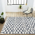 thumbnail image 4 of JONATHAN Y LONDON SHAG 3 x 5 Area Rug, Algaida Moroccan Diamond - Beige/Navy, SHG104B-3, 4 of 8