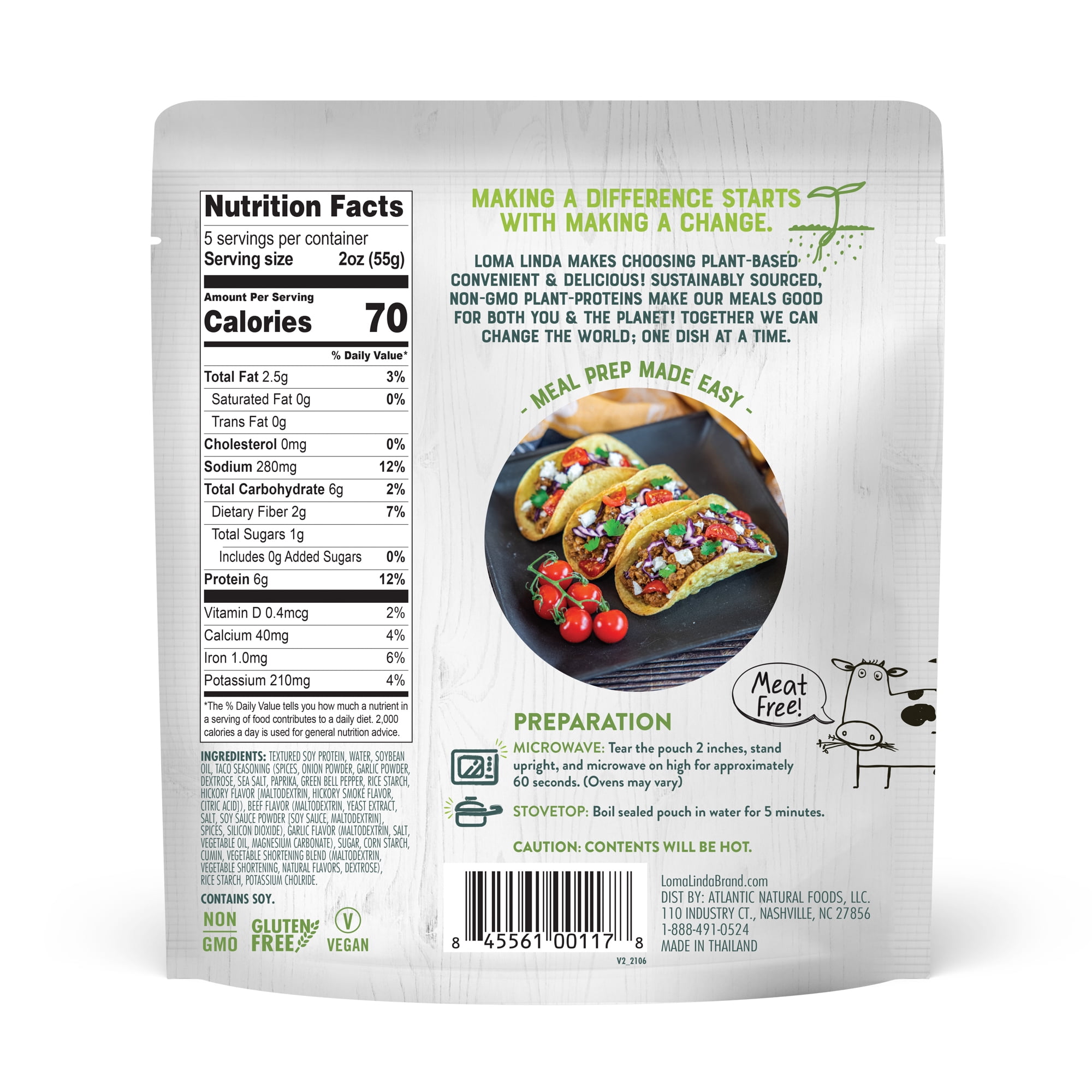 (4 pack) Loma Linda Taco Filling, 10 oz (Shelf Stable) Packaged Meals