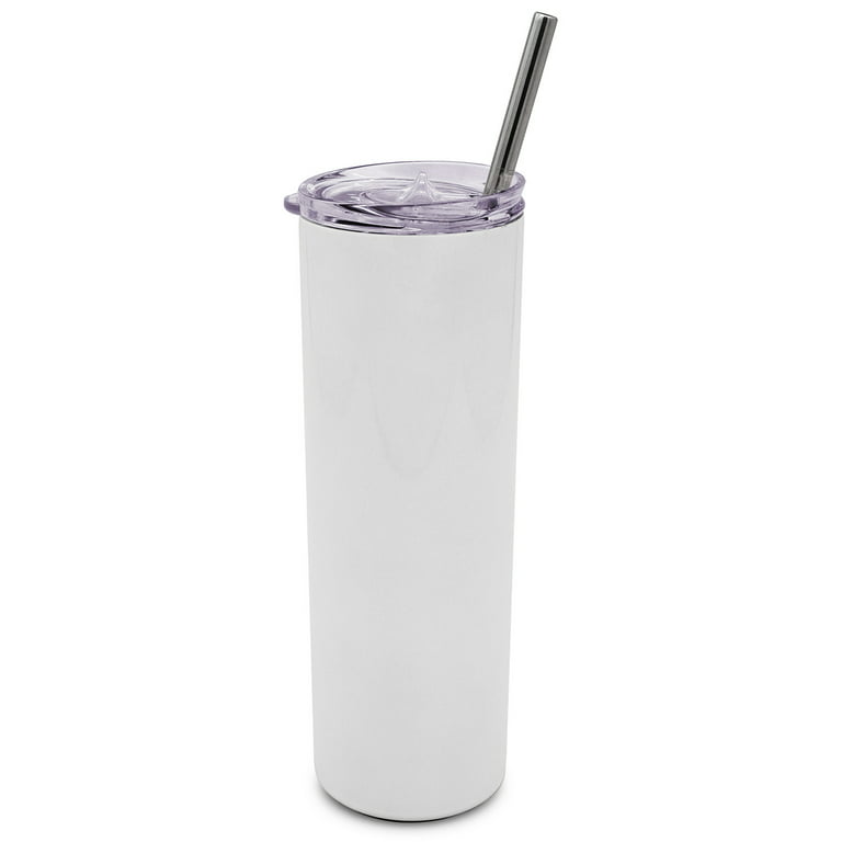 Sublifun 16 Pieces 20 OZ Sublimation Blanks Tumbler Bulk Straight Skinny  White Tumblers Coffee Cups with Lid and Straw