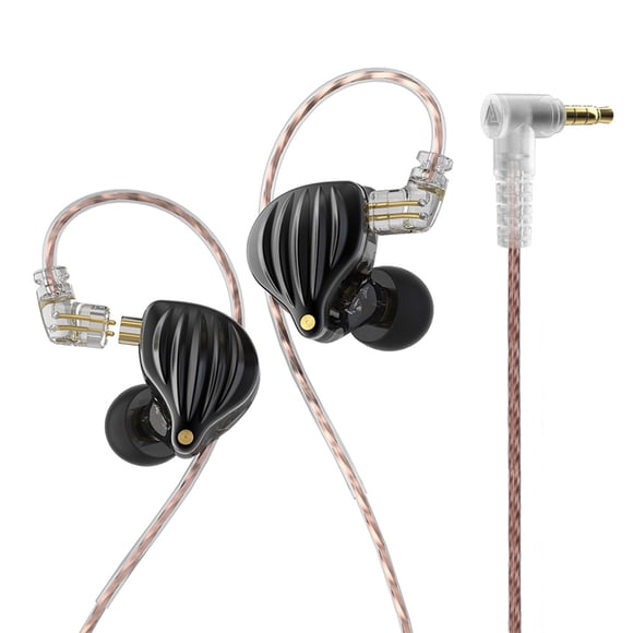 Injueey Auriculares intrauditivos para teléfono inteligente con cable de 3,5mm, auriculares deportivos para teléfono, auriculares de música Electrónica negro normal
