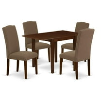 East West Furniture Norden 5-piece Wood Dinette Set in Mahogany