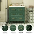 thumbnail image 6 of 30" Solid Wood Compact Freestanding Cabinet, Bathroom Storage Unit with 3 Drawers, Modern Small Bathroom Vanity with Ceramic Sink for Bathroom, Green, 6 of 9