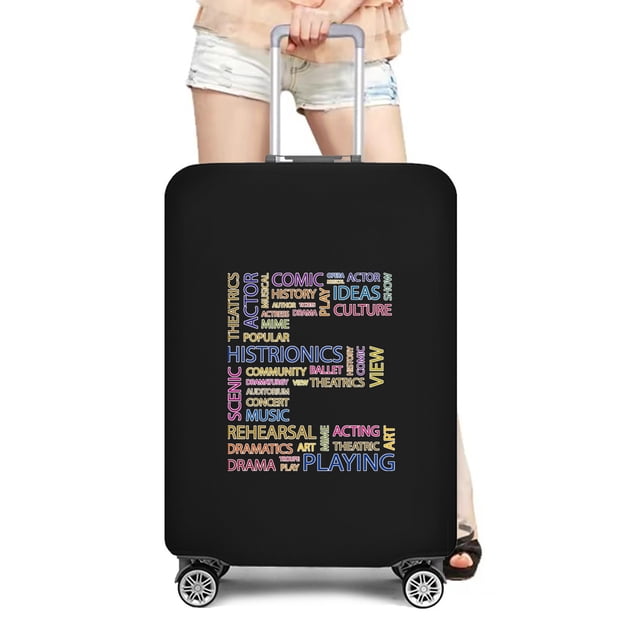 Stretch Luggage Cover Suitcase Covers Text Letter Printed Travel Accessories Printed Dust Cover 18''-28'' Inch Protective Case 8text E S
