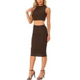 thumbnail image 2 of INSPIRE CHIC Two Pieces Skirt Sets for Women's Mock Neck Tank Top and Bodycon Skirts Brown M, 2 of 6