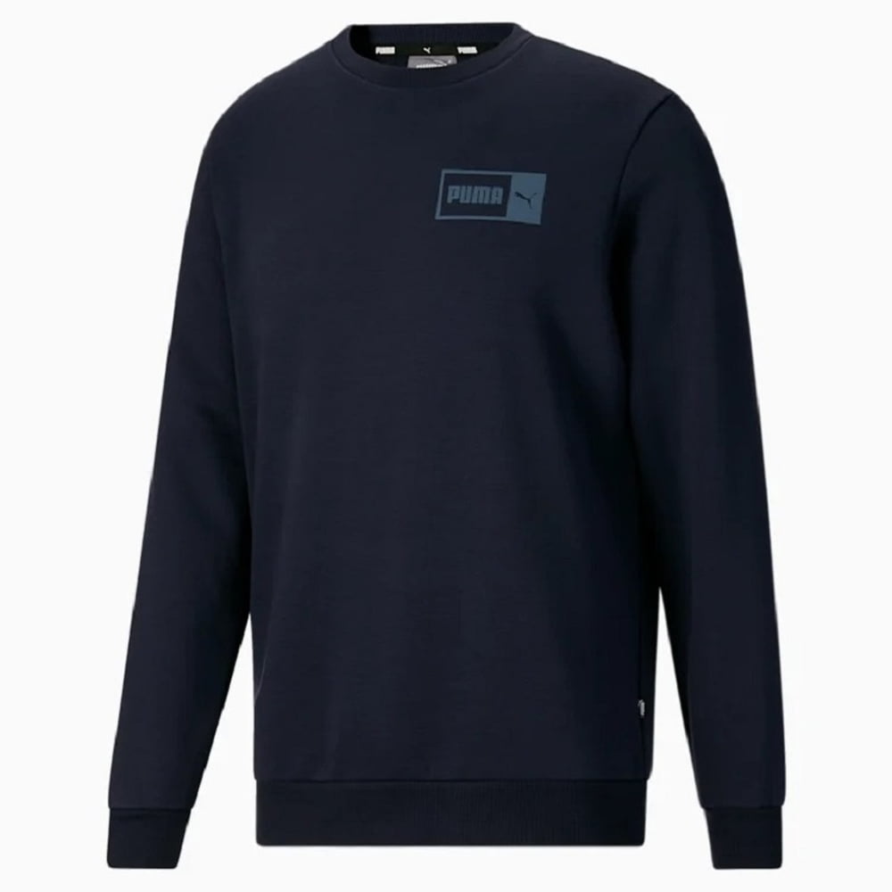 PUMA Mens Fleece Split Graphic Crew Neck Sweatshirt Casual