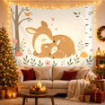 thumbnail image 3 of Sleeping Deer Mother and Baby Cuddle in a Forest, Whimsical Illustration for Nature Lovers, Woodland Animal Wall Art, Baby Shower Gift Tapestry Wall Hanging for Nursery and Bedroom, 3 of 7