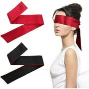 wonima66 2pcs Silk Blindfold and Hand Ties for Bedroom,150 cm/59 In Silk Blindfolds for Adult Play,Satin Blindfold Eye Mask for Sleeping,Satin Sleep Mask for Yoga,Nap,Meditation(Wine Red&Black)