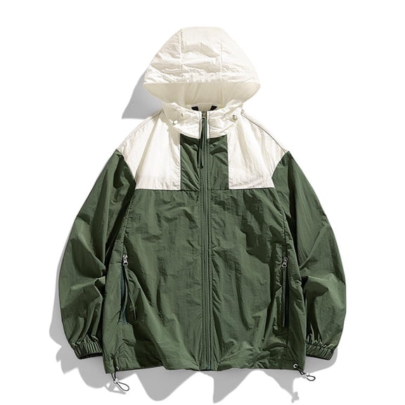 Hoodie for Women Hooded Long Sleeve Outerwear Loose Fit Color Block Windbreaker Lightweight Water Resistant Zip Up Jacket Athletic Streetwear Sportswear