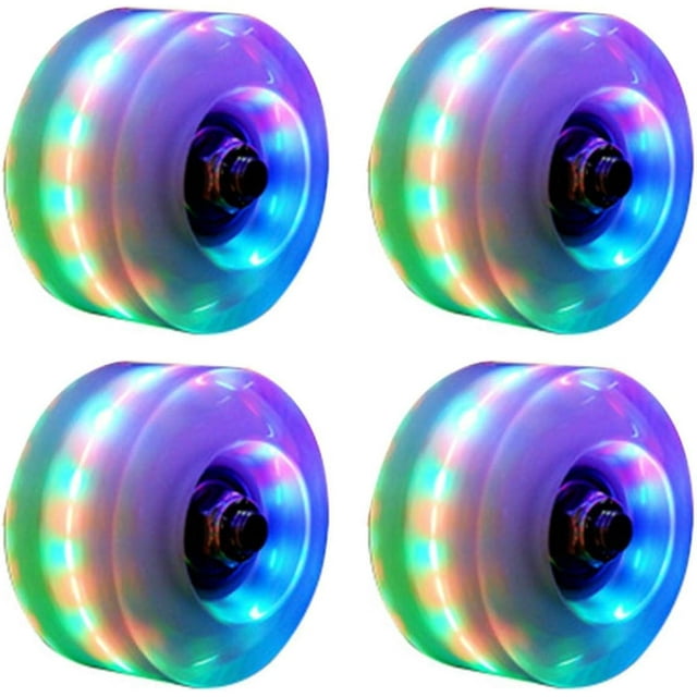 Roues Lumineuses à LED pour Patins à Roulettes, Lot de 4, Lumineuses avec Roulements pour Patins à Roulettes, Roues pour Patins à Roulettes Quad