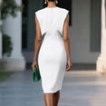 thumbnail image 5 of Women's Wear to Work Dresses Cap Sleeve Sheath Bodycon Midi Dress Ruched Business Hollow Out Office Pencil Dress, 5 of 5