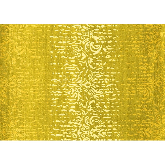 Ahgly Company Indoor Rectangle Abstract Yellow Contemporary Area Rugs, 2' x 4'