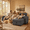 Grey-51.2, variant on 51.2" 3-in-1 Convertible Loveseat Sleeper: Pull-Out Futon Sofa Bed with Adjustable Backrest & Side Pocket for Living Room, Office, Apartment - Dark Grey