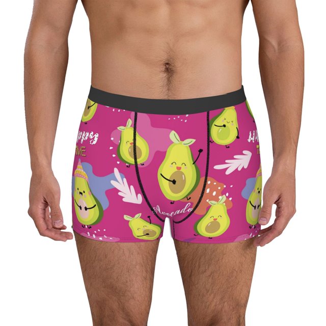Balery Pink Green Avocado Calzoncillos bóxer para hombre, ropa interior de algodón suave y transpirable con cinturilla de nailon-Small