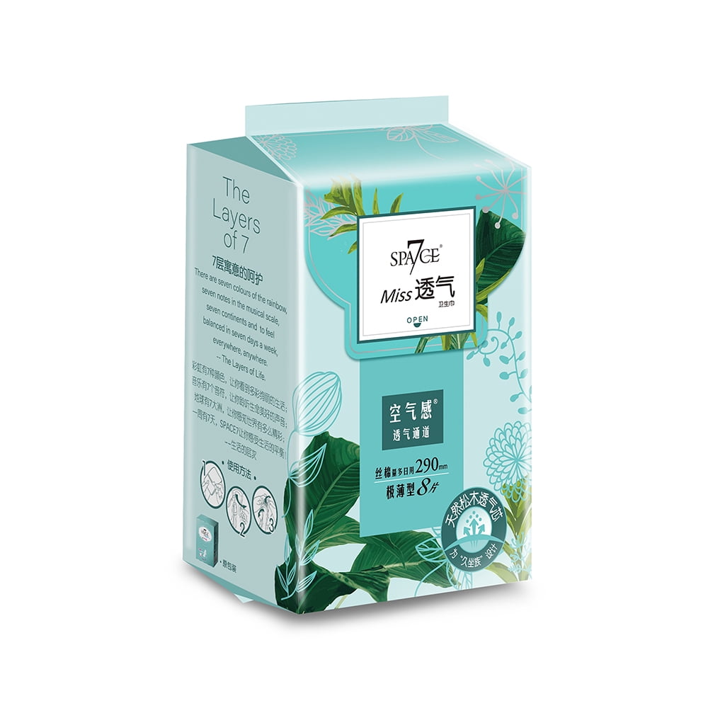 SPACE 7 Sanitary Pads 290mm 8 PCS for Women Day Use or Overnight Safe