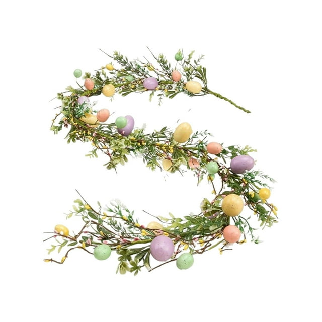 Decoración de Pascua multifuncional: esta corona artificial presenta huevos coloridos y enredaderas de conejo, adecuada para cualquier decoración con temática de Pascua, agregando un ambiente festivo