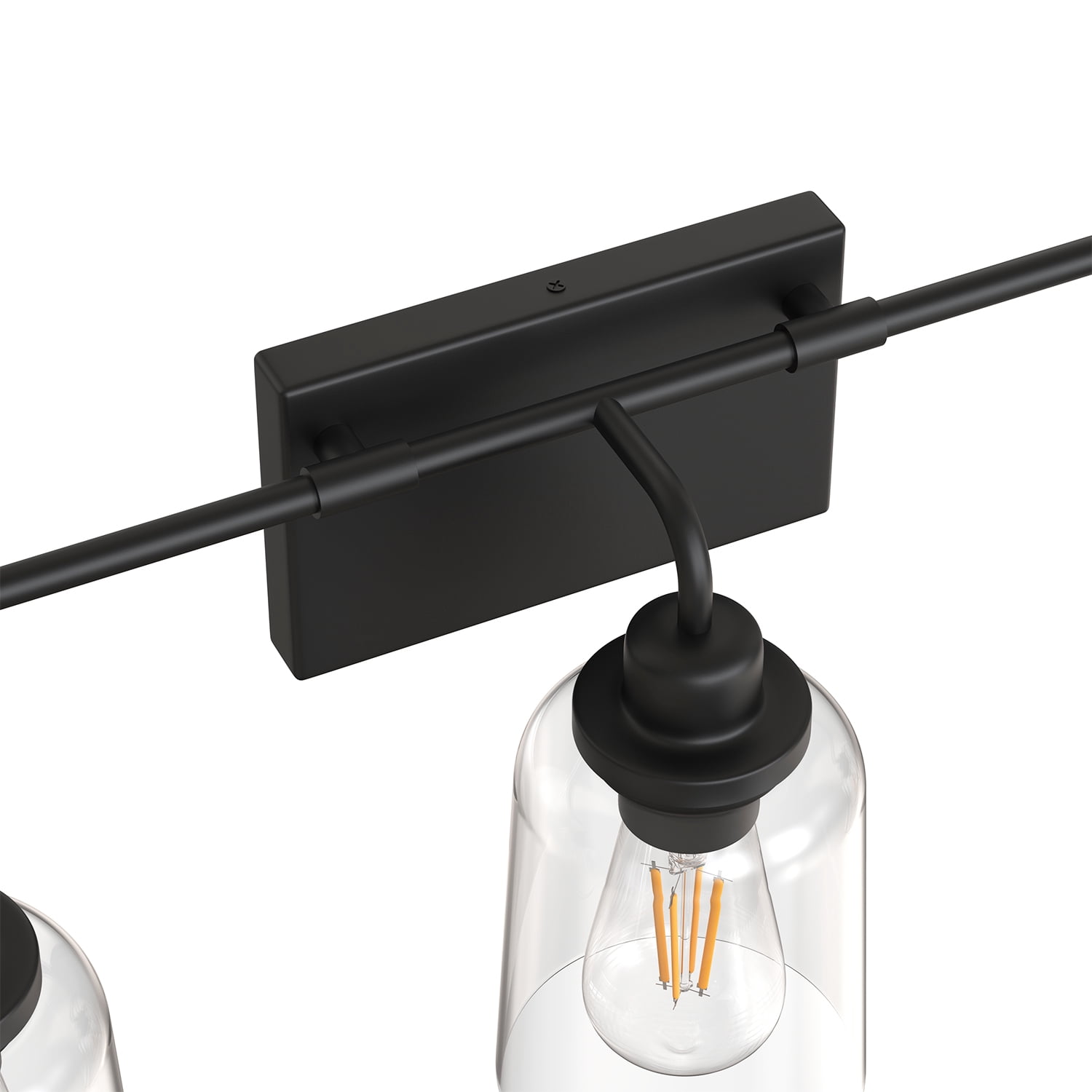 YANSUN 23.3" 3-Light Vanity Mirror Light Bar, Black Light Fixture with Waterdrop Glass Shades for Bathroom, Makeup Vanity, Dressing Room