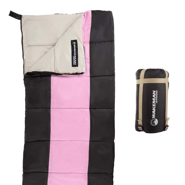 Saco de dormir ligero para niños Wakeman Outdoors, color rosa y negro
