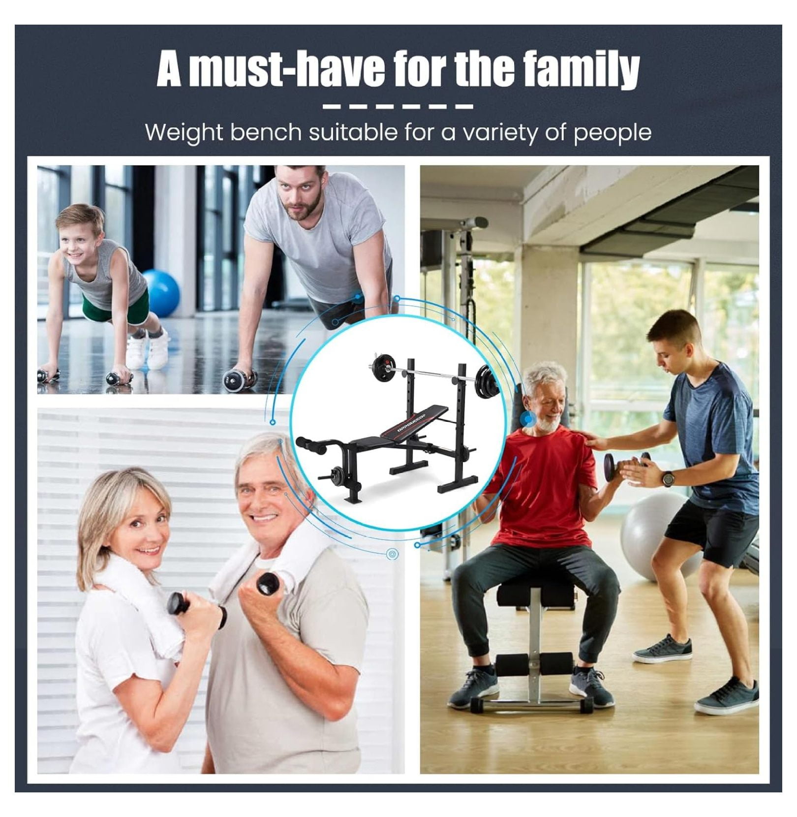 Weight Set, Multi-Function Adjustable Press with Squat Rack Leg Extension & Leg Workout Foldable Workout Flat/Incline/Decline Upgrade Weight Benches for Home Gym