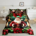 thumbnail image 2 of Feelyou Kawaii Santa Claus Full Size Comforter Sets, Winter Christmas Deer Bedding Comforter Set, Xmas Poinsettia Floral Reversible Bedding Sets, Microfiber Bedroom Decor, 3pcs, 2 of 8