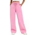 thumbnail image 3 of Women's Fleece Baggy Sweatpants High Waist Wide Straight Leg with Pockets Winter, 3 of 8
