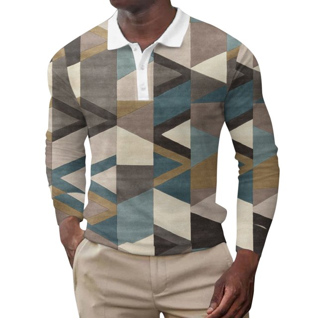 Cathalem Polo à Manches Longues pour Hommes, Performance Solide, Bleu G