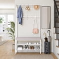 thumbnail image 6 of YANAOFFE Entryway Coat Rack with Shoe Storage Bench, 4-in-1 Entryway Bench, Metal Hall Tree Shoes Bench with 10 Hooks, White, 6 of 7