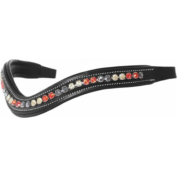 Exion Horse Browband For English Bridle | Curved Shape Padded Equestrian Browband For Show & Dressage | Hyacinth, Jonquil, Jet Hematite Crystal Browband For Horses