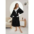 thumbnail image 3 of HEARTNICE Fleece Hooded Robes for Women, Soft Long Plush Fluffy Bathrobes Thicker,(Black,S-M), 3 of 5