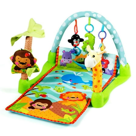 YYAo Baby Gym Play Mat, Baby Playmat Activity Center,4-in-1 Baby Play Gym Mat with 3 Hanging Educational Toys