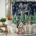 thumbnail image 3 of Shower Curtain 36"W x 72"L Vintage Winter Christmas Snowman Pine Trees Fabric Shower Curtains Set with Hooks Water Repellent Bathroom Curtains Machine Washable Bathroom Accessories, 3 of 9