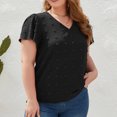 thumbnail image 6 of Wycnly Womens Blouses and Tops Dressy Going out Casual Lightweight Chiffon Jacquard Plus Size Tunic Shirts Summer Solid V-Neck Short Sleeve Cute Tees Tops Black XXXXL, 6 of 7