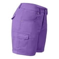 thumbnail image 3 of Mohiass Cargo Shorts Women Knee Length Hiking High Waisted Bermuda Shorts Casual Pull on Trendy Summer Shorts with Pockets Purple XXL, 3 of 6