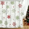 thumbnail image 4 of PRETXORVE Christmas Decorations, Christmas Decor, Colorful Snowflake Bath Fabric Shower Curtain with 12 Hooks No Drill Installation, 4 of 6