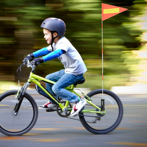 ETHZZLE 1Set Portable Bike Safety Flag with Fiberglass Pole and Mounting Bracket for Cycling