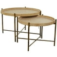 thumbnail image 5 of DecMode 20", 18"H Brown Rattan Nesting Coffee Table with Metal Bamboo Inspired Legs, 2-Pieces, 5 of 11