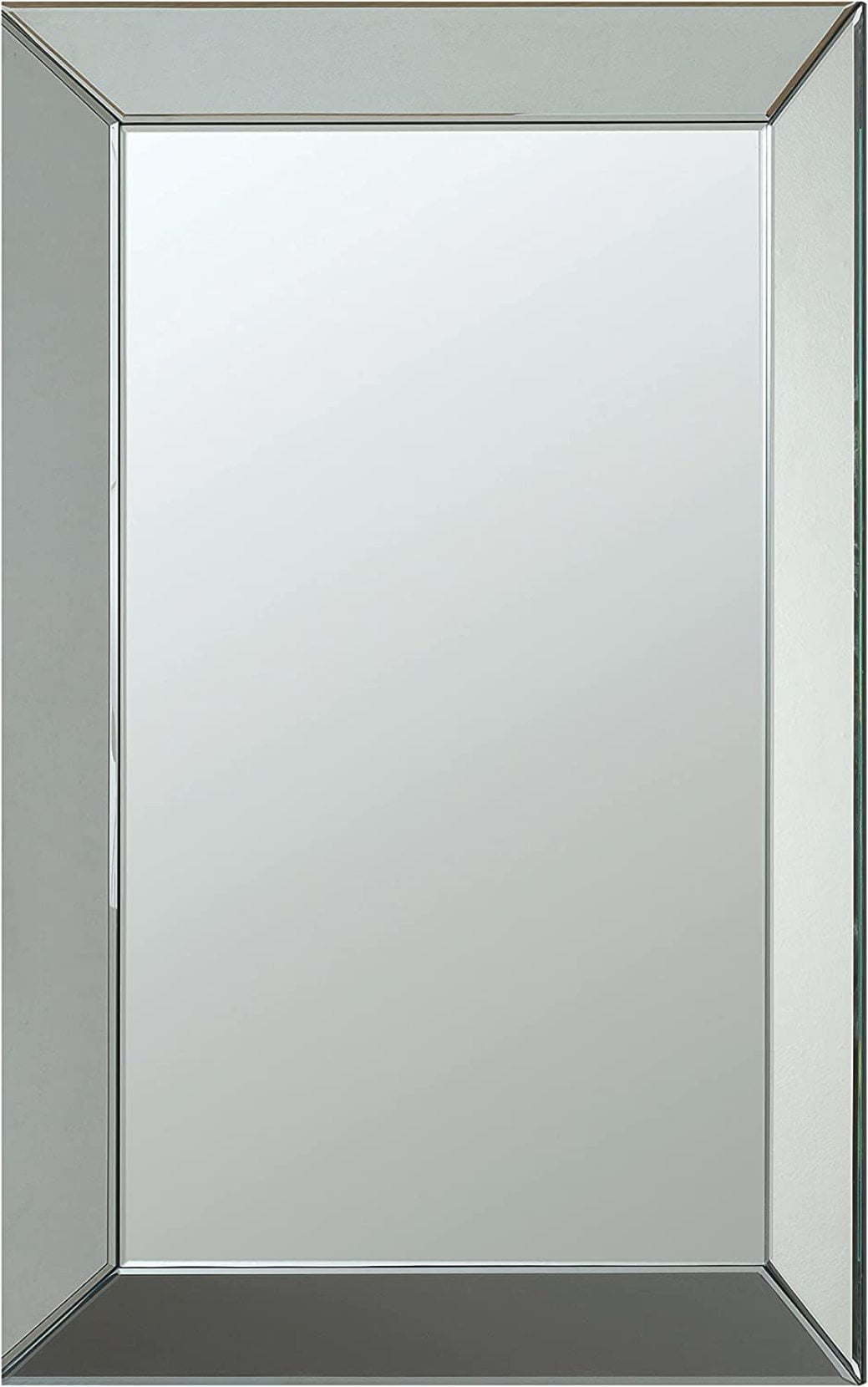 Silver Beveled Frameless Rectangular Wall Mirror