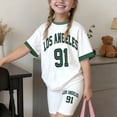 thumbnail image 2 of Toddler Girls Clothes 2 Piece Outfits Short Sleeve Tops with Letter Print and Shorts Outfits Size 1-2T, 2 of 4