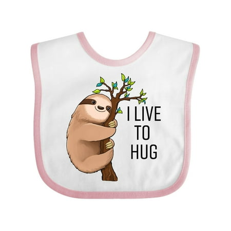 

Inktastic I Live to Hug- Cute Sloth on a Branch Gift Baby Boy or Baby Girl Bib