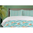 thumbnail image 4 of Ambesonne Aloha Duvet Cover Set, Summer Scene Palms Hibiscus, 2-Calking, Orange Turquoise, 4 of 7