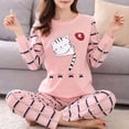 thumbnail image 1 of Conjunto de pijama de invierno para mujer, fino, con dibujos animados, estampado de manga larga, informal, 1 of 4