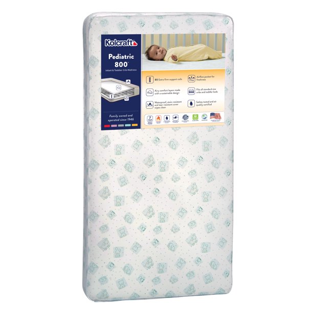 Kolcraft Pediatric 800 Extra Firm Crib & Toddler Mattress, 80 Coil