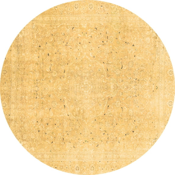Ahgly Company Indoor Round Abstract Brown Modern Area Rugs, 3' Round