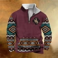 thumbnail image 2 of ZCFZJW Aztec Sweatshirts for Men Vintage Ethnic Style Pattern Print Casual Long Sleeve 1/4 Zip Fleece Stand Collar Pullover Sweaters Western Tops with Pocket Hot Pink XL, 2 of 5