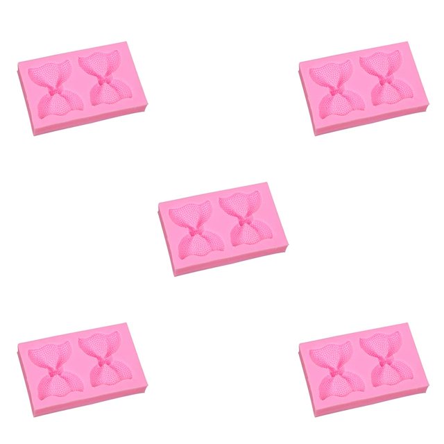 Vogacara DIY Silicone Molds Exquisite Cake Mold Convenient Bowknot Baking Pattern Make Accessory Pastry Accessories for Home Bakery Using Rosado 5piezas