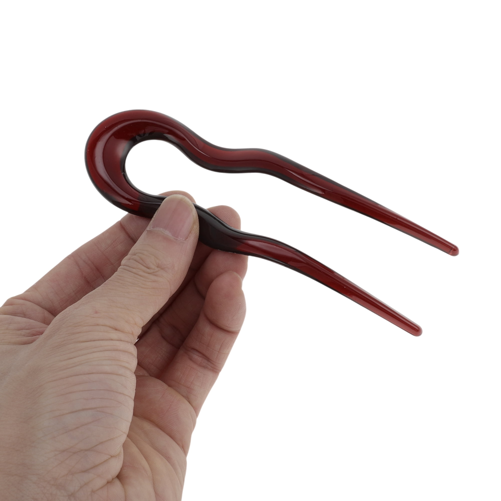 Unique Bargains Wave U-shaped Chignon Pin for Women 1 Pc Dark Red