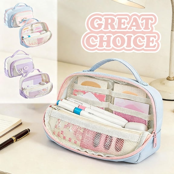 High Capacity Pencil Case, Aesthetic Big Pencil Bag Pouch Box Organizer Pen Case with Zipper, Kawaii Stationery Storage and Organizer, Classroom Office Supplies for Teen and Adult
