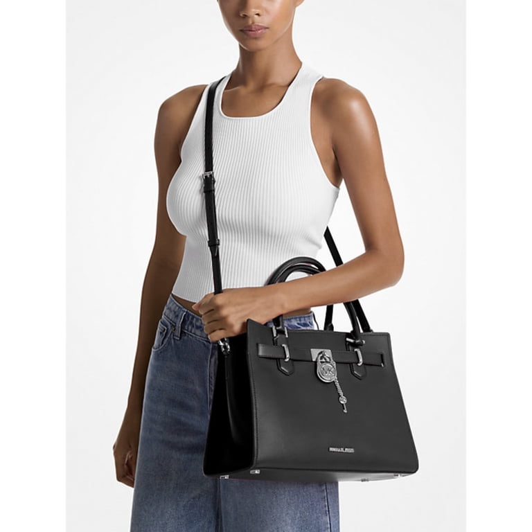 MICHAEL KORS ハンドバッグ モノグラム ブラック　ハミルトン Michael Kors Hamilton Medium Crossbody Satchel Handbag Leather Bag