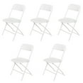 thumbnail image 5 of 5 Pack Plastic Folding Chair, Portable Patio Chairs, Stackable Commercial Seat with Steel Frame, 260lbs Weight Capacity, Fold up Event Chairs, for Office Wedding Party Picnic Kitchen, White, 5 of 10