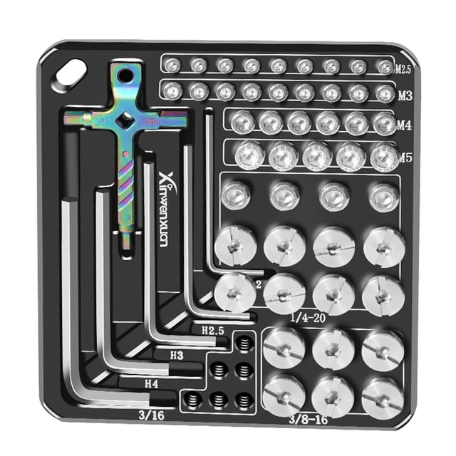 Plaque de Rangement, et Plaque 6 Pcs 47 Pcs Compatible avec Acier M2.5 avec 6 Pcs 1/4-20 3/8-16 Kit en Acier Inoxydable avec Kit Plaque M2.5 M4 Kit Caméra et M4 M5 M2.5 3/8-16 M2.5 6 Pcs avec Vis Kit Caméra M2.5