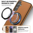 thumbnail image 2 of Allytechgroup Magnetic Case for Samsung Galaxy S23 Plus, Built-in Invisible 360° Rotatable Kickstand, Compatible with MagSafe, PU Leather Slim Shockproof Protective Phone Case Cover, Brown, 2 of 6